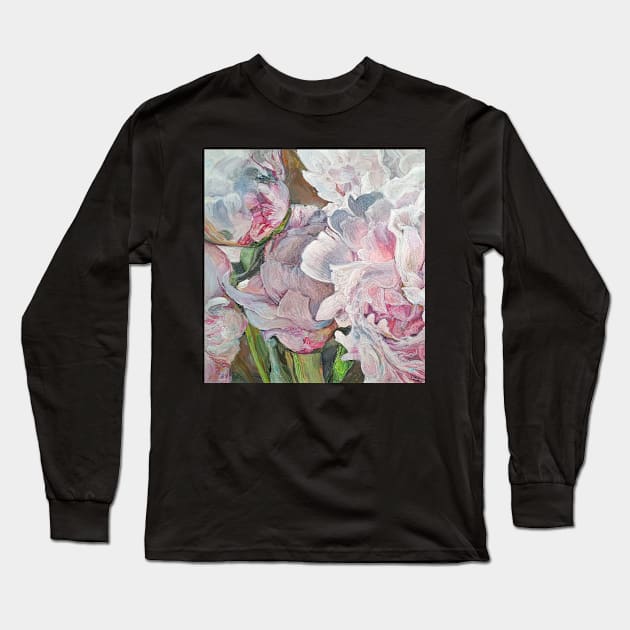 Peonies Long Sleeve T-Shirt by SlieptsovaArt